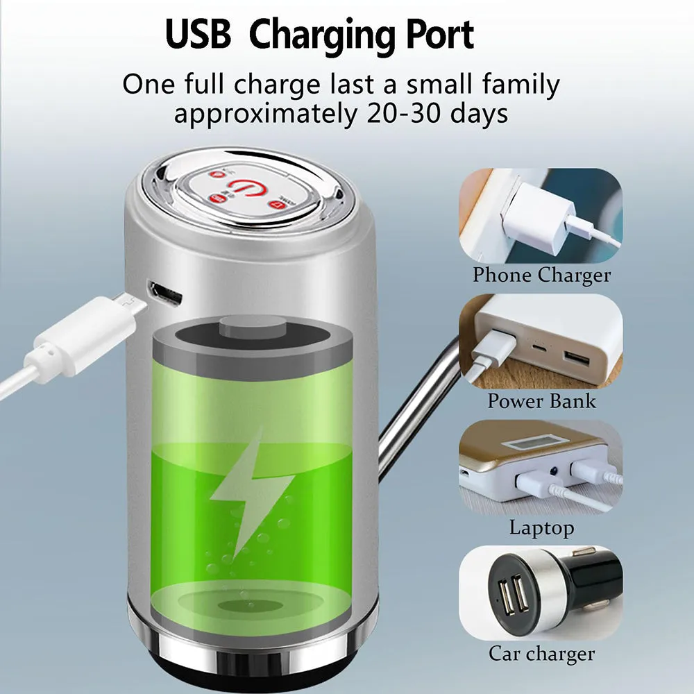 Drinking Water Dispenser for 5 Gallon Bottle, Electric Rechargeable Portable Water Dispenser, Micro USB Charging