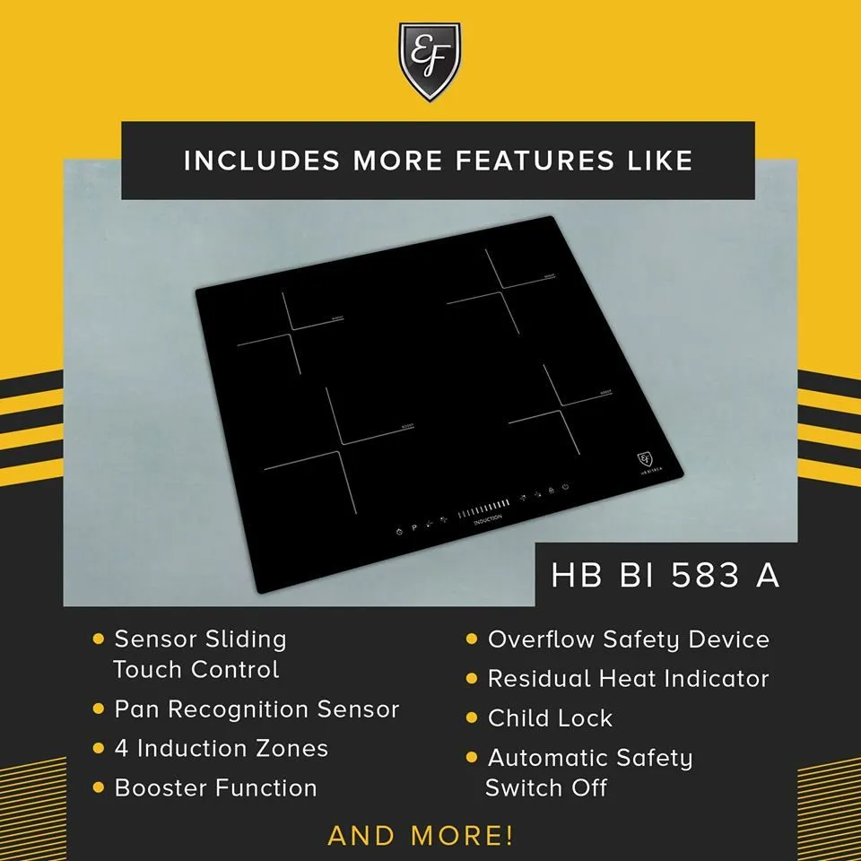 EF HB BI 583 A 60cm Ceramic  Built-in Induction Hob HBBI583A