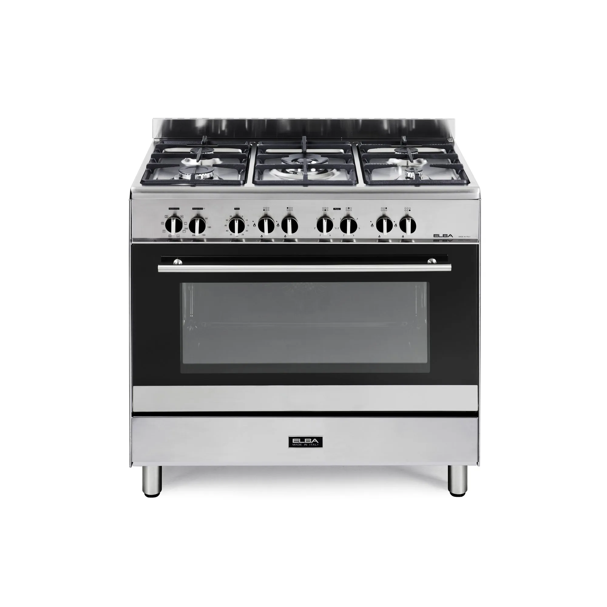 Elba Classic 90cm 5 Burner Gas Cooker With Gas Oven Silver