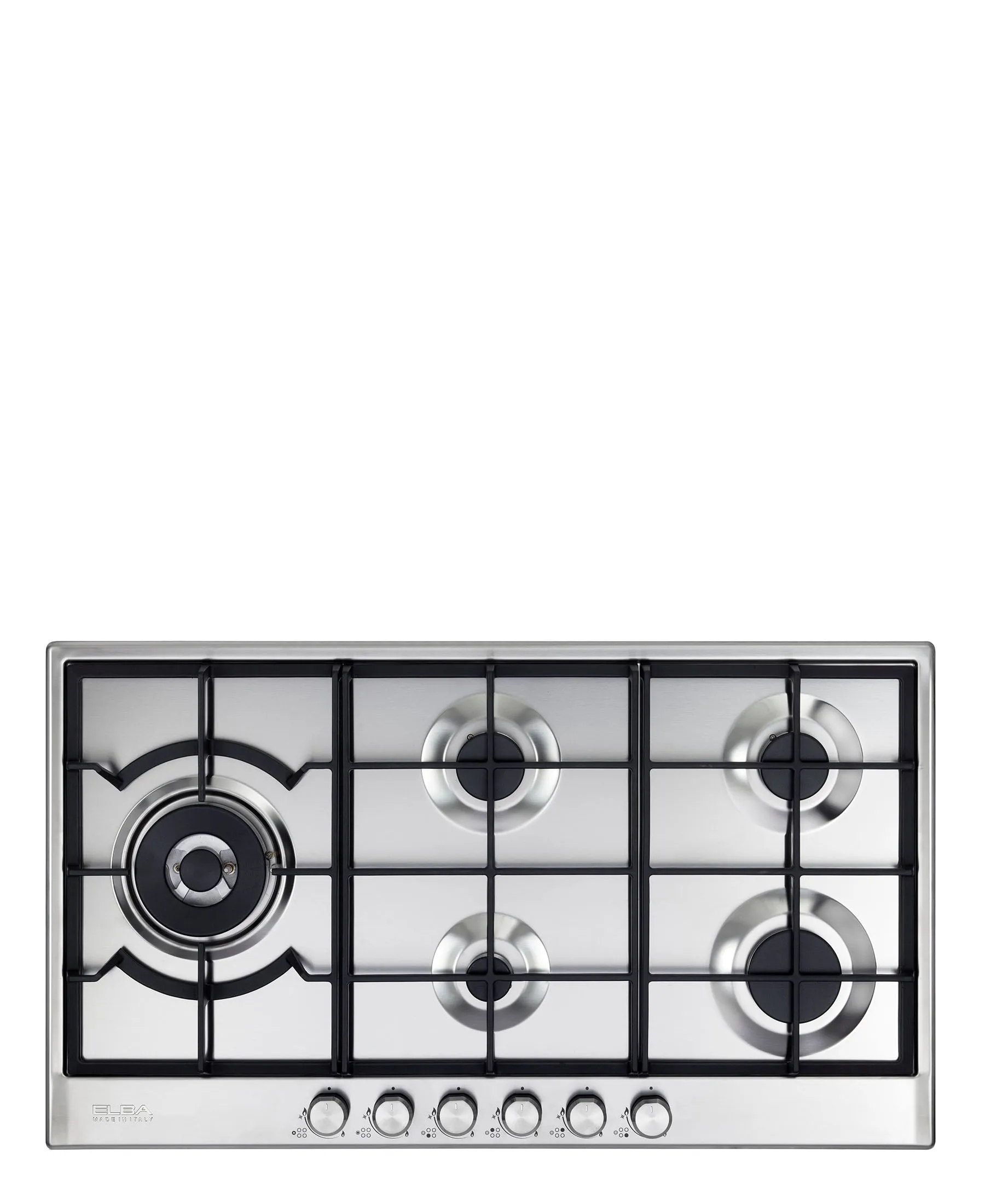 Elba Elio 90cm 5 Burner Gas Hob With Side Wok Burner ELIO 95-565 - Silver