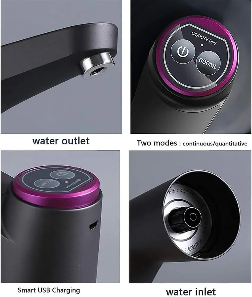 Electric Rechargeable Portable Drinking Water Dispenser Pump for 5 Gallon Bottle, Micro USB Charging