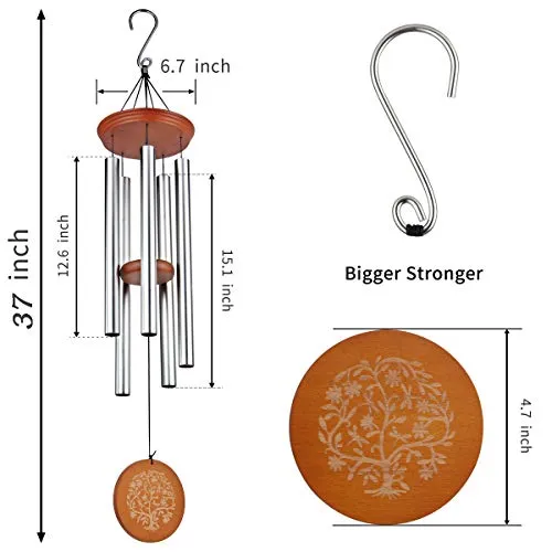 Epartswide Wind Chimes for Outside Deep Tone Memorial Wind Chimes in Memory of A Loved One Tree of Life Gifts for Mother Garden Home Decor (37 Inch )