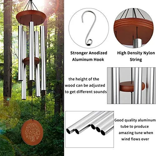 Epartswide Wind Chimes for Outside Deep Tone Memorial Wind Chimes in Memory of A Loved One Tree of Life Gifts for Mother Garden Home Decor (37 Inch )