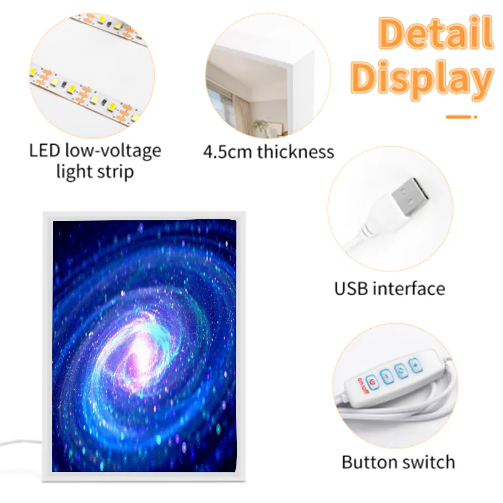 Galaxy Custom Acrylic Mirror Night Light USB Charge, Home Bedroom Bedside Lamp Table Light