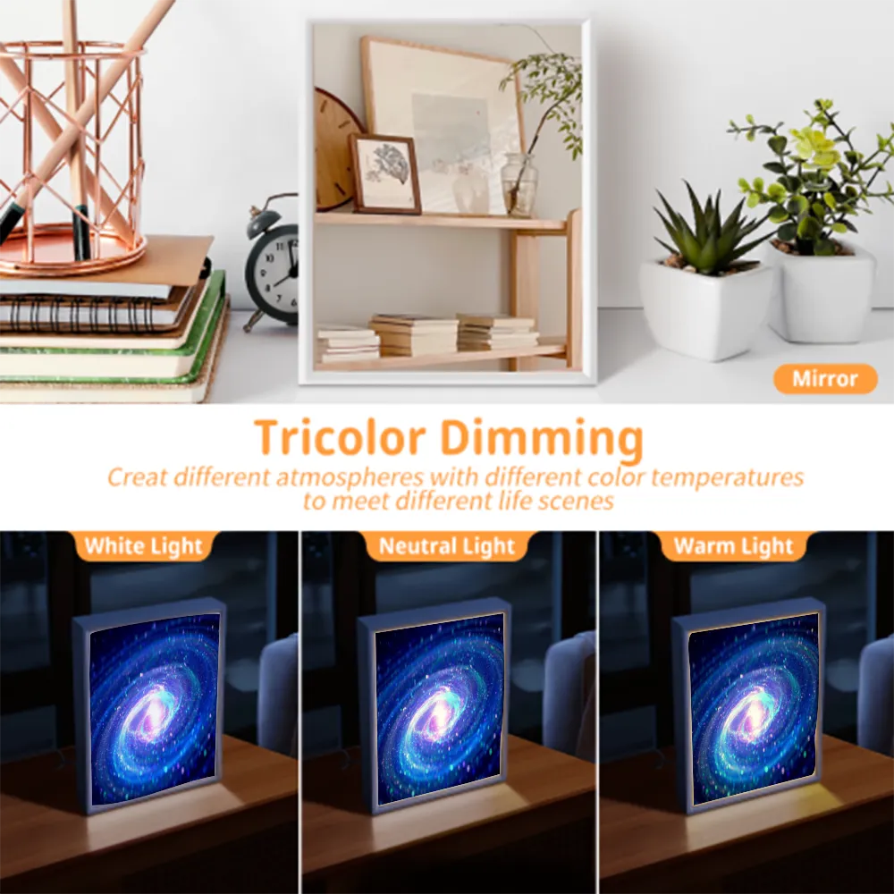 Galaxy Custom Acrylic Mirror Night Light USB Charge, Home Bedroom Bedside Lamp Table Light