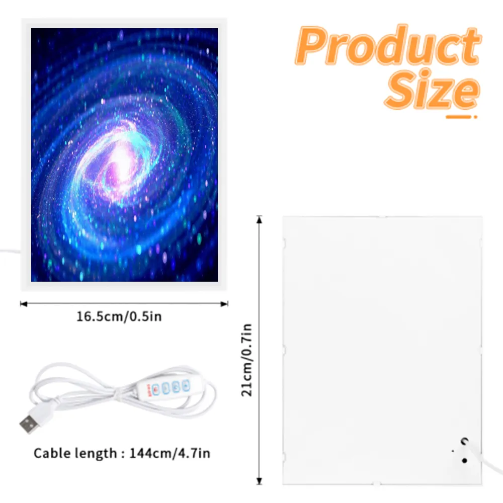 Galaxy Custom Acrylic Mirror Night Light USB Charge, Home Bedroom Bedside Lamp Table Light