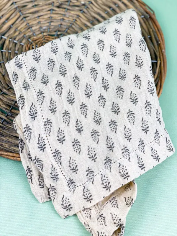 Gray Floral Cloth Napkins (Set of 4)