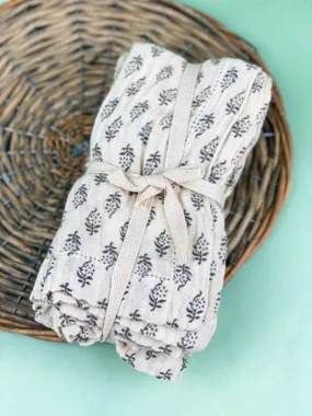 Gray Floral Cloth Napkins (Set of 4)