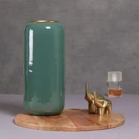 Green Metal Vase | Contemporary Table Accents | Hand Crafted | Smart Decor | 13"