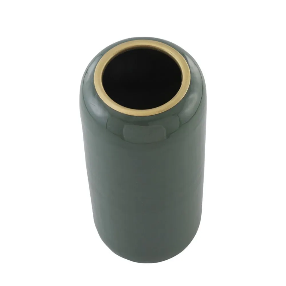 Green Metal Vase | Contemporary Table Accents | Hand Crafted | Smart Decor | 13"