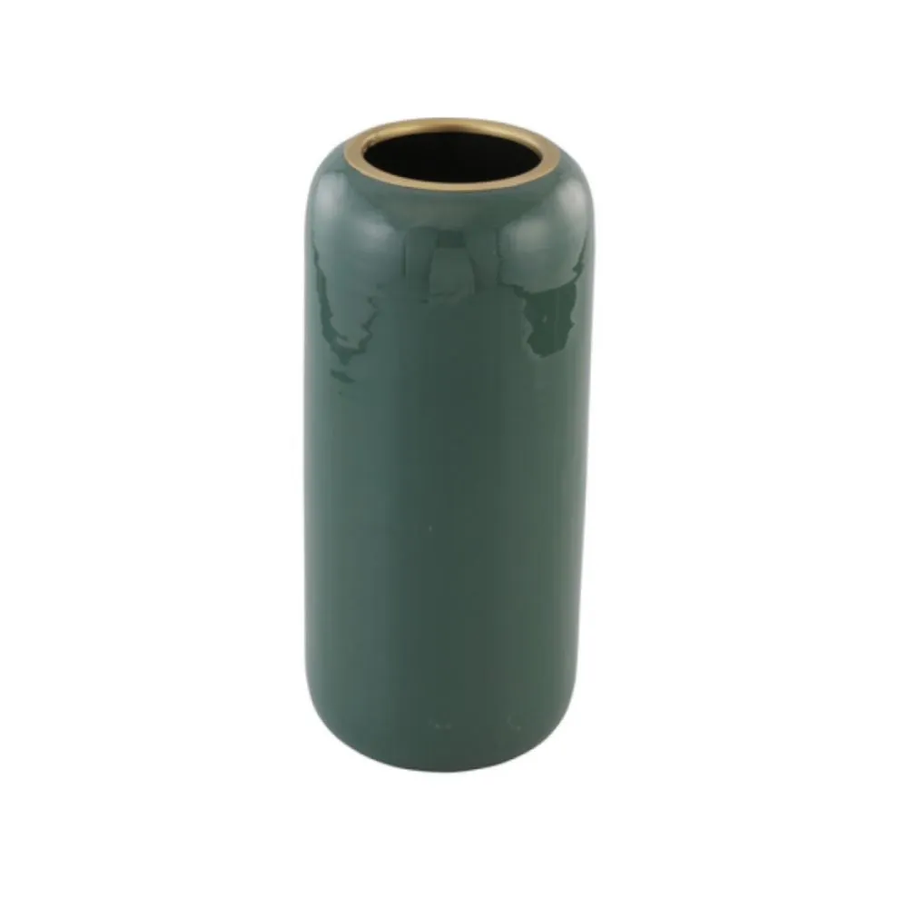 Green Metal Vase | Contemporary Table Accents | Hand Crafted | Smart Decor | 13"