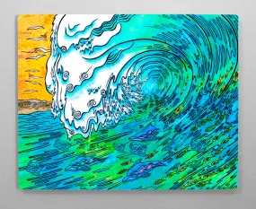 Green Wave Aluminum Wall Art