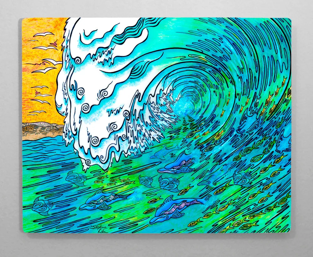 Green Wave Aluminum Wall Art