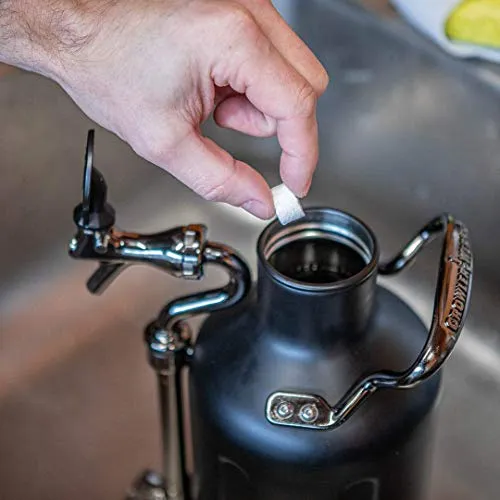 GrowlerWerks uKeg Carbonated Growler 64oz Stainless Steel - 10 CO2 Chargers - 25 Cleaning Tablets