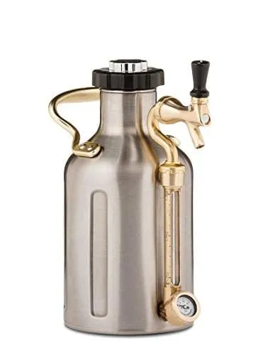GrowlerWerks uKeg Carbonated Growler 64oz Stainless Steel - 10 CO2 Chargers - 25 Cleaning Tablets