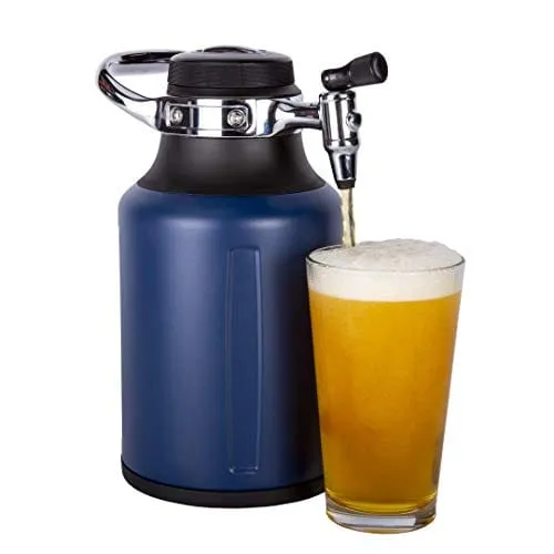 GrowlerWerks uKeg Go Carbonated Growler, 64oz, Midnight, 10 CO2 Chargers
