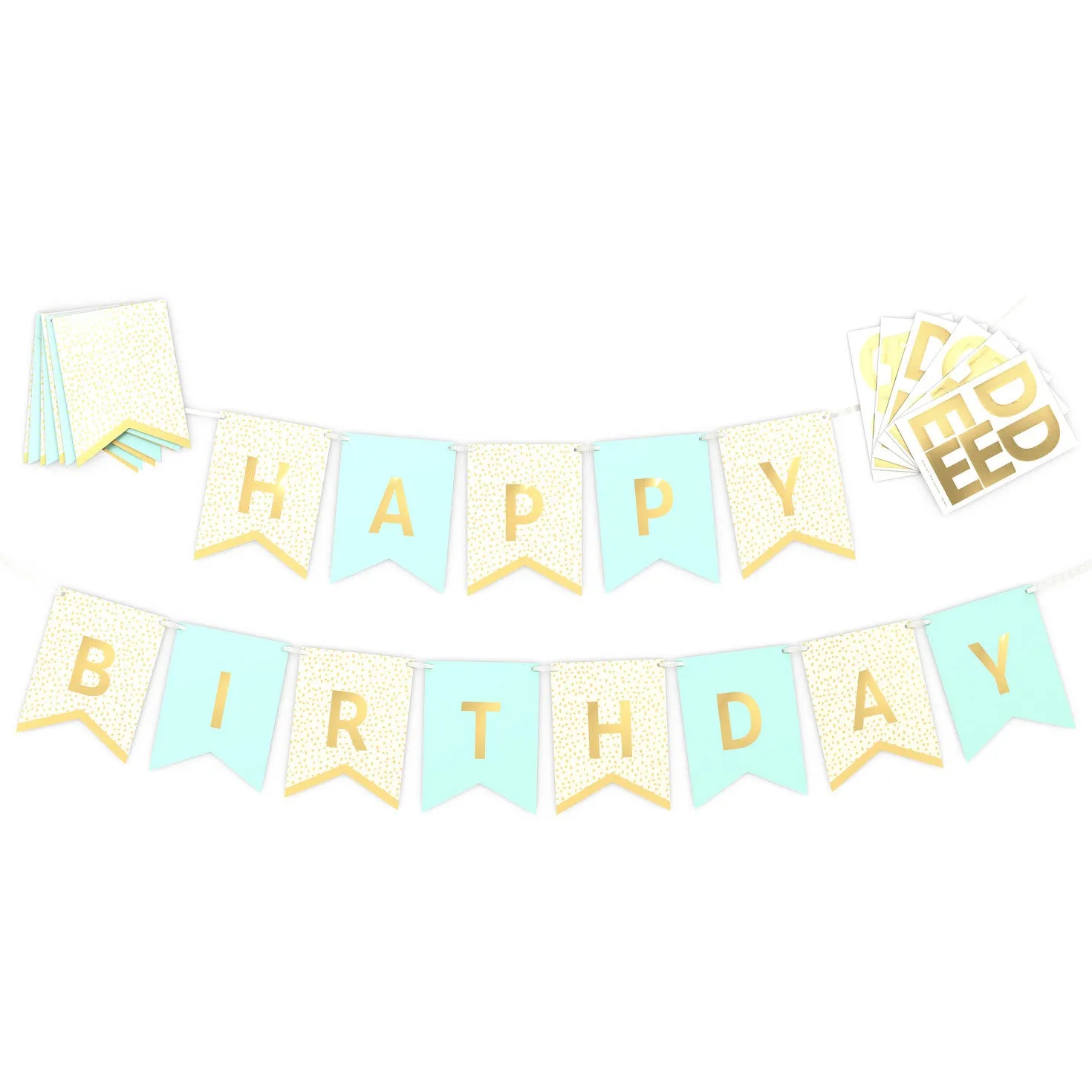 Hallmark Customizable Aqua and Gold Dots Party Banner Kit