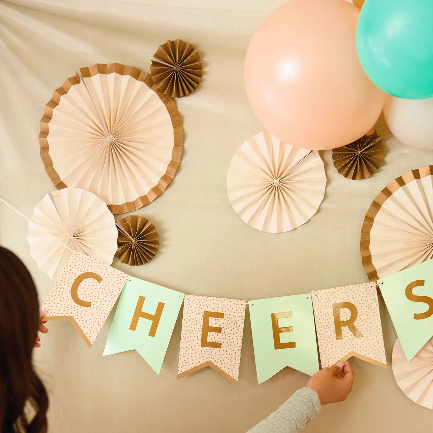 Hallmark Customizable Aqua and Gold Dots Party Banner Kit