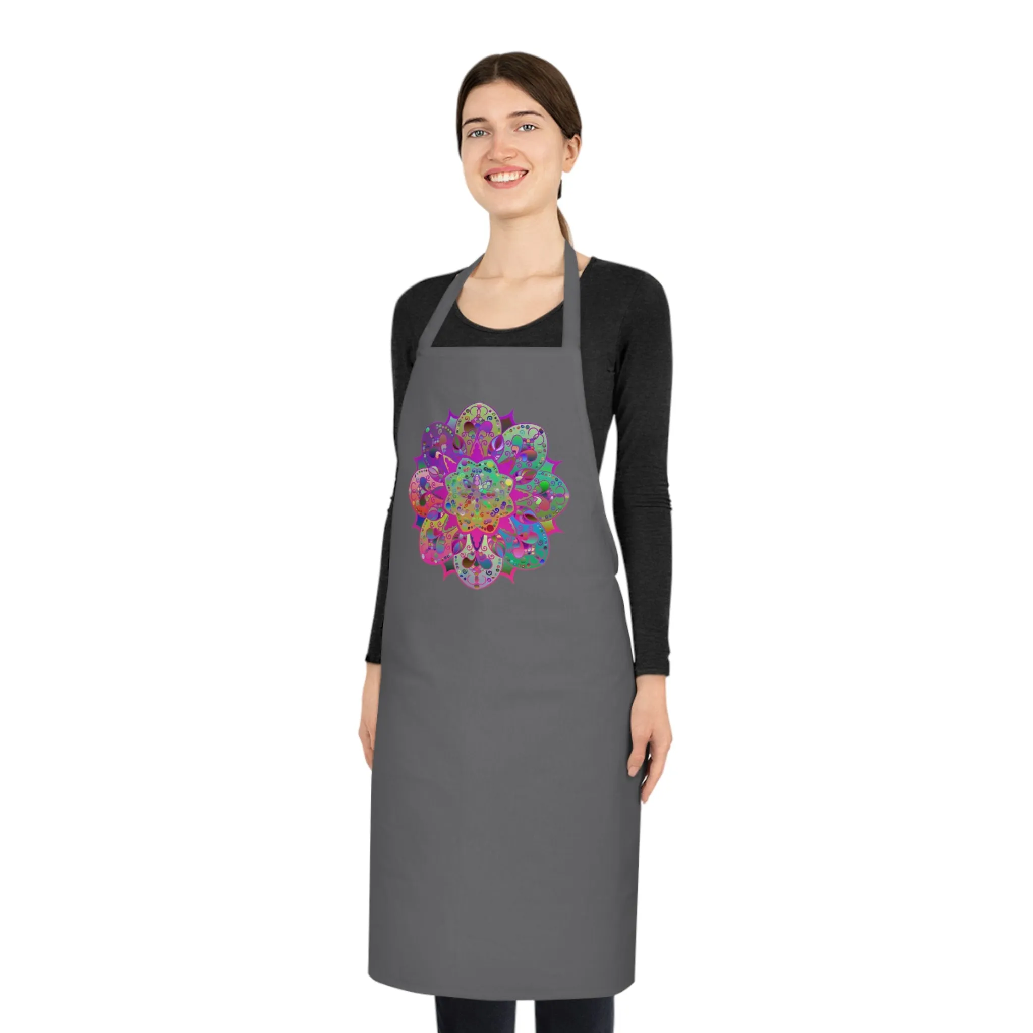 Hand-Drawn Mandala Art Cotton Apron - Ideal for Chefs & Cooks
