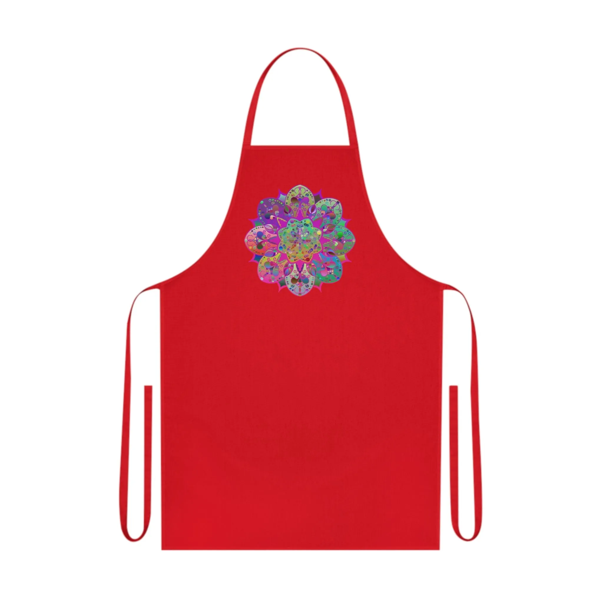 Hand-Drawn Mandala Art Cotton Apron - Ideal for Chefs & Cooks