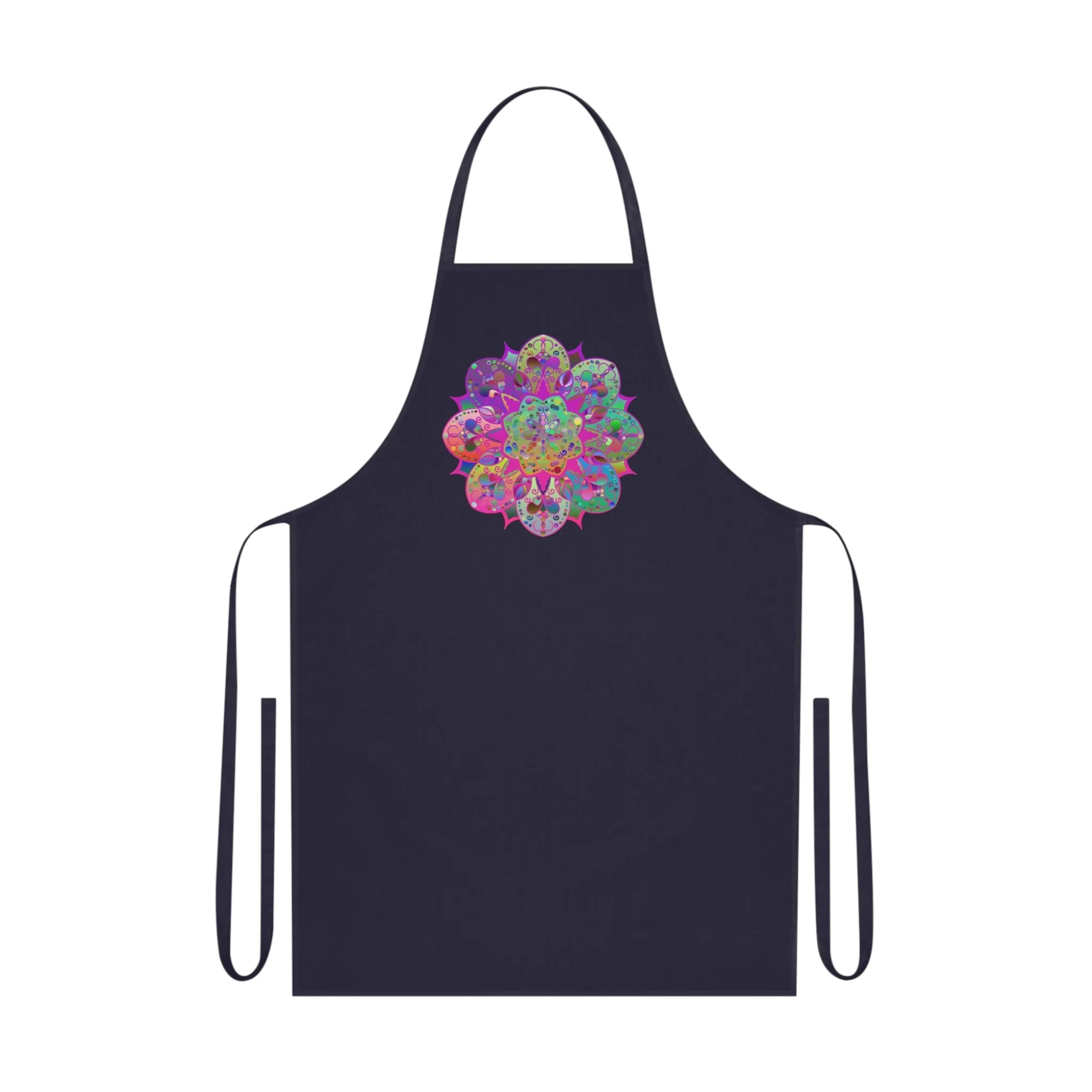 Hand-Drawn Mandala Art Cotton Apron - Ideal for Chefs & Cooks