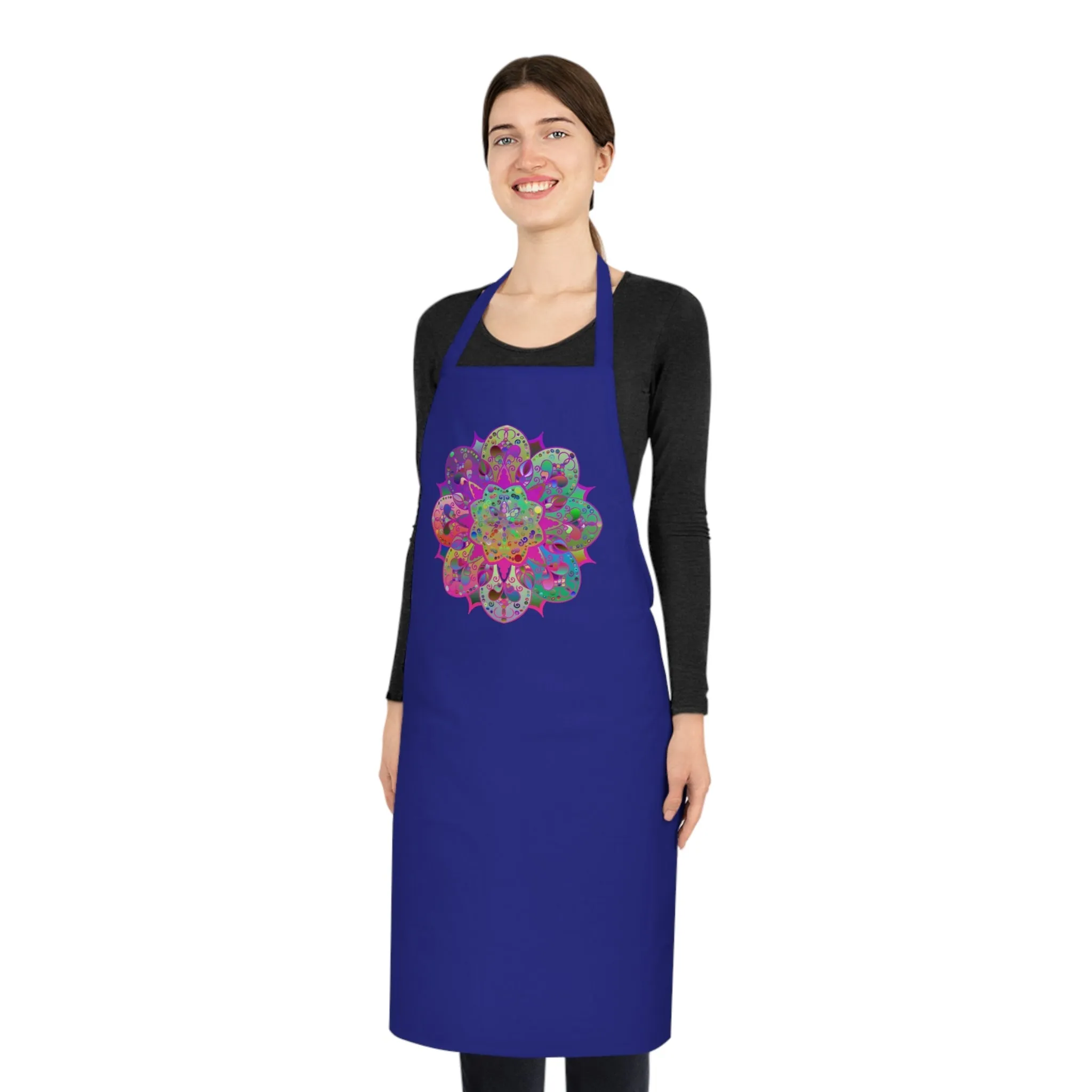 Hand-Drawn Mandala Art Cotton Apron - Ideal for Chefs & Cooks