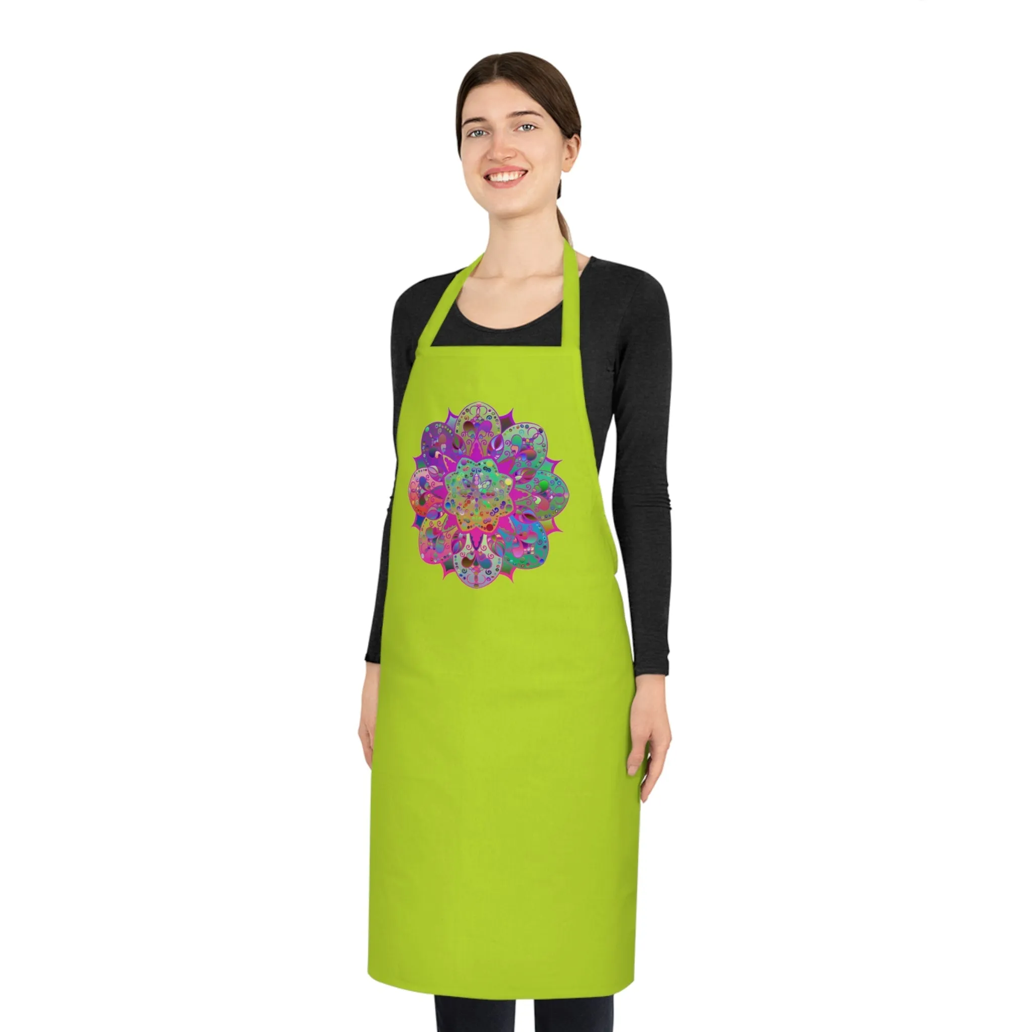 Hand-Drawn Mandala Art Cotton Apron - Ideal for Chefs & Cooks