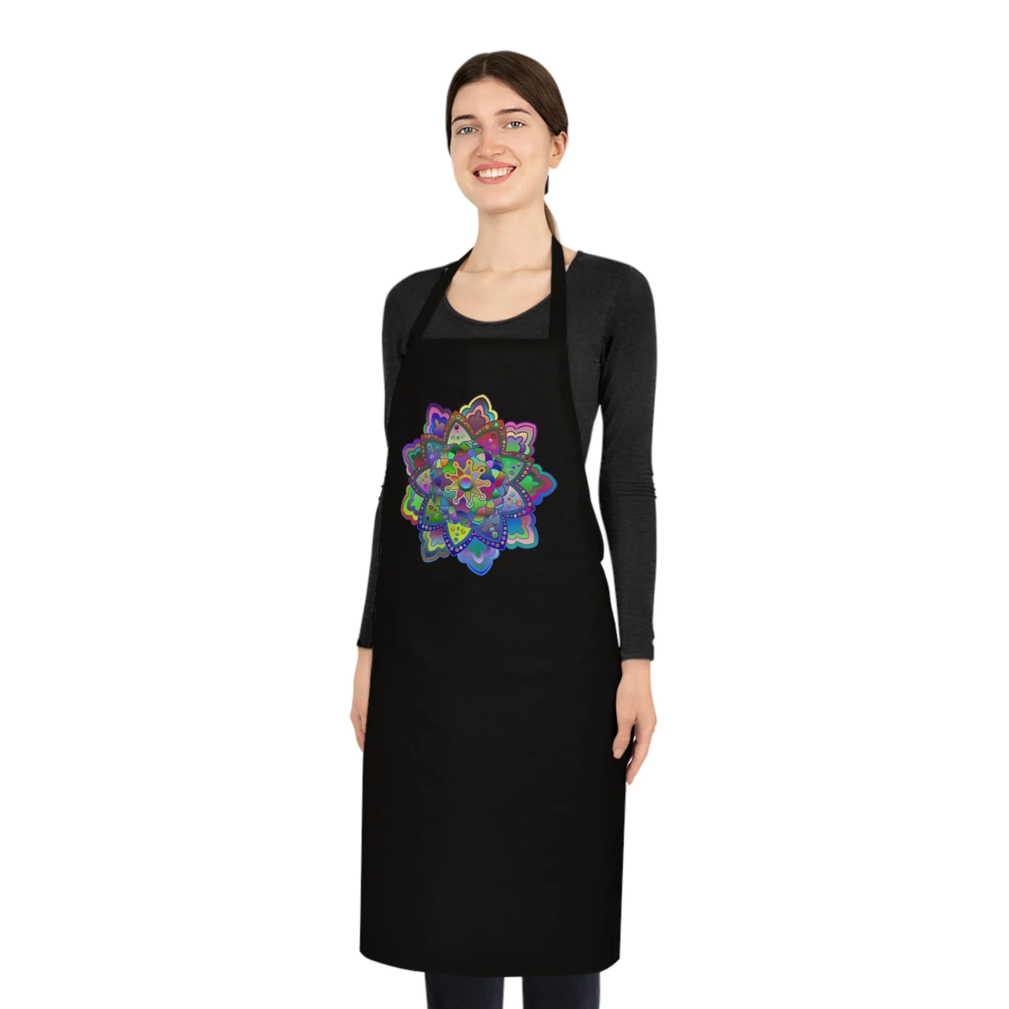 Hand-Drawn Mandala Art Cotton Apron - Perfect for Chefs and Home Cooks