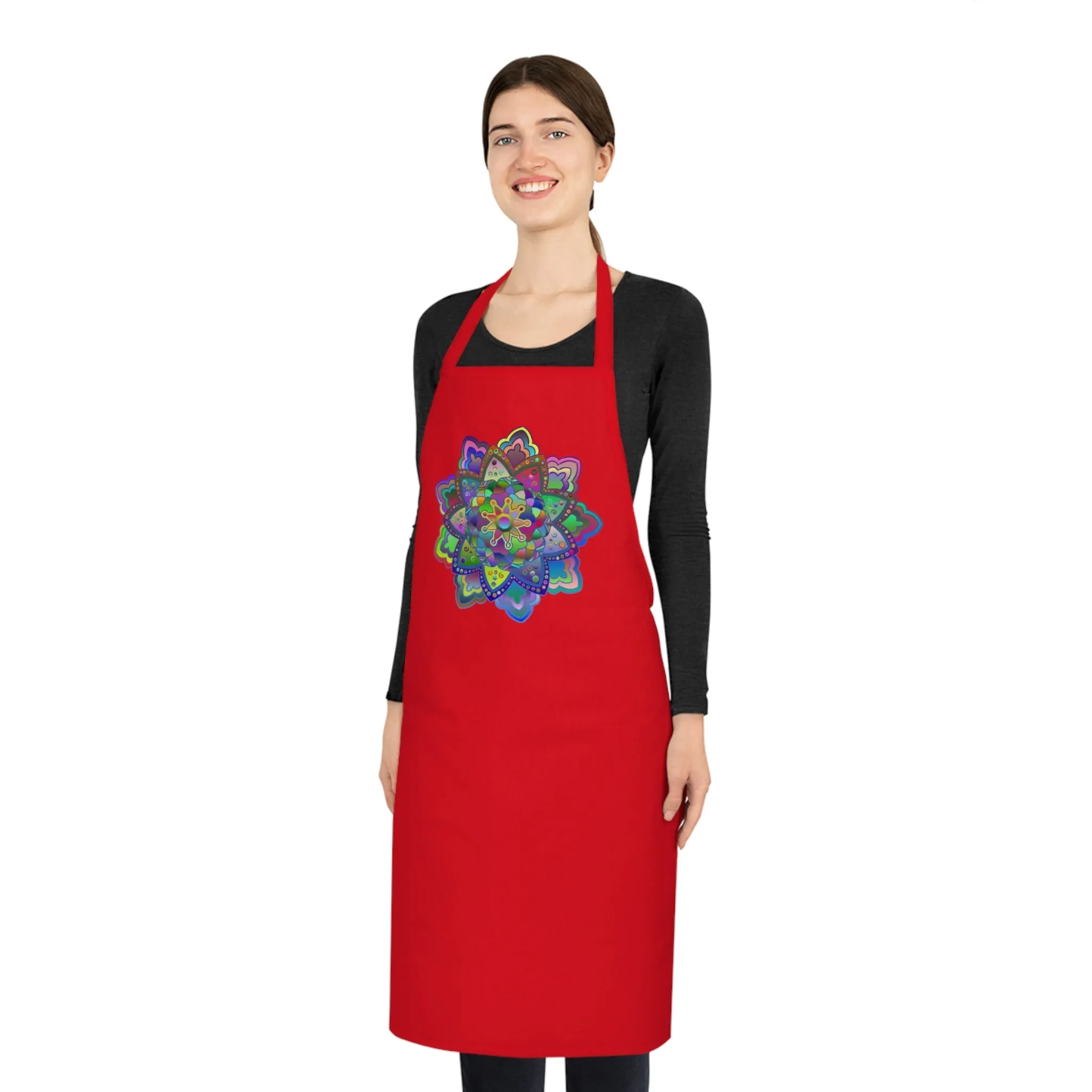 Hand-Drawn Mandala Art Cotton Apron - Perfect for Chefs and Home Cooks