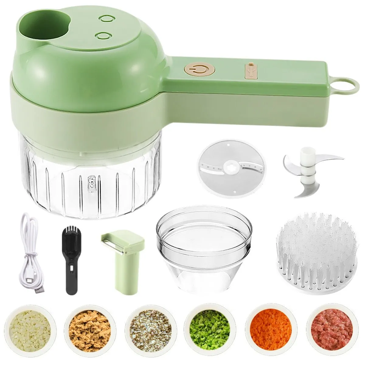 Hand-held Electric Kitchen Vegetable Cutter - 4 in 1  Cutter for Fruits and Vegetables