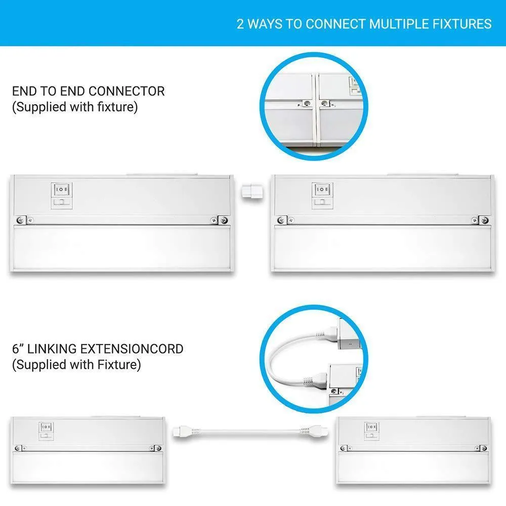 Hardwired Under Cabinet Lighting - Color Changeable (3000K/4000K/5000K) - White