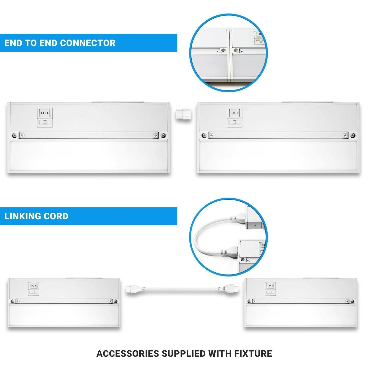 Hardwired Under Cabinet Lighting - Color Changeable (3000K/4000K/5000K) - White