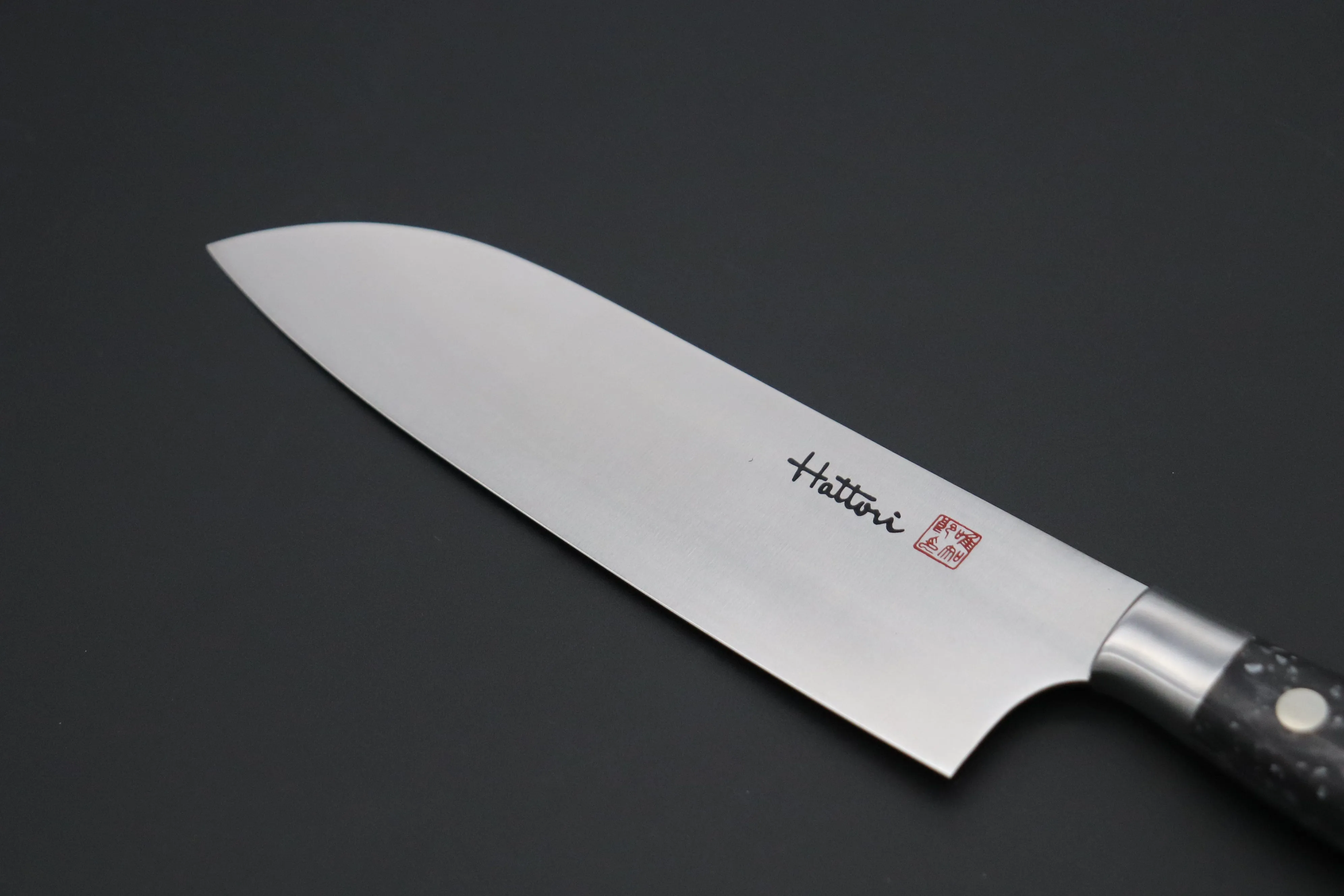 Hattori Forums FH Series Limited Edition "SNOW IN THE DARK" Santoku 170mm (6.6 Inch, Dupont Corian® Handle)