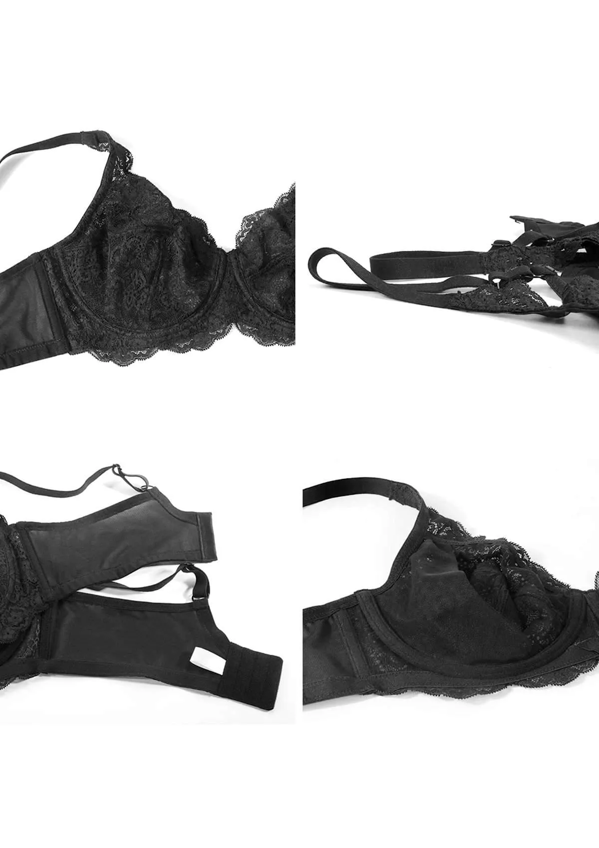 HSIA Black All-Over Floral Lace Bra Bundle
