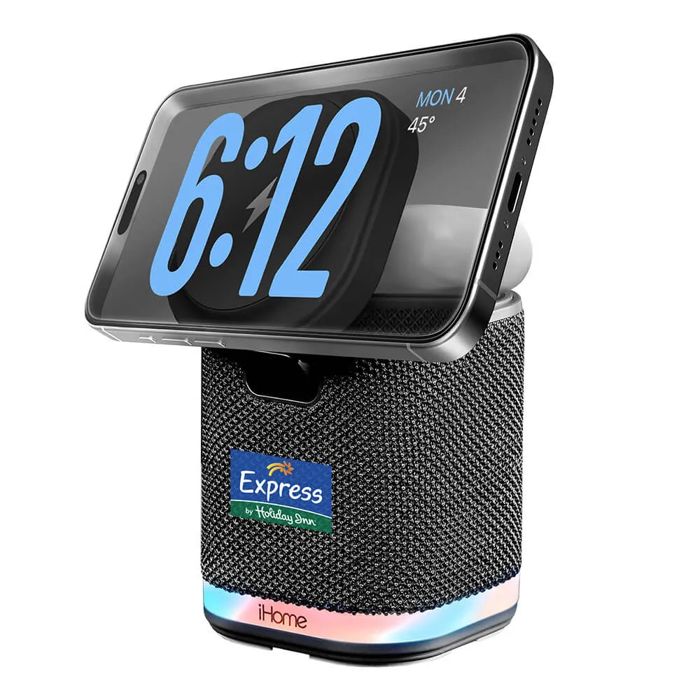 IHOME - Dual Wireless Charging Stand with Bluetooth Speaker