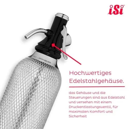 iSi North America Soda Siphon Classic Mesh Sodamaker for Making Carbonating Beverages, 1 Quart, Stainless Steel