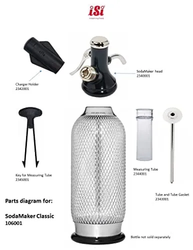 iSi North America Soda Siphon Classic Mesh Sodamaker for Making Carbonating Beverages, 1 Quart, Stainless Steel