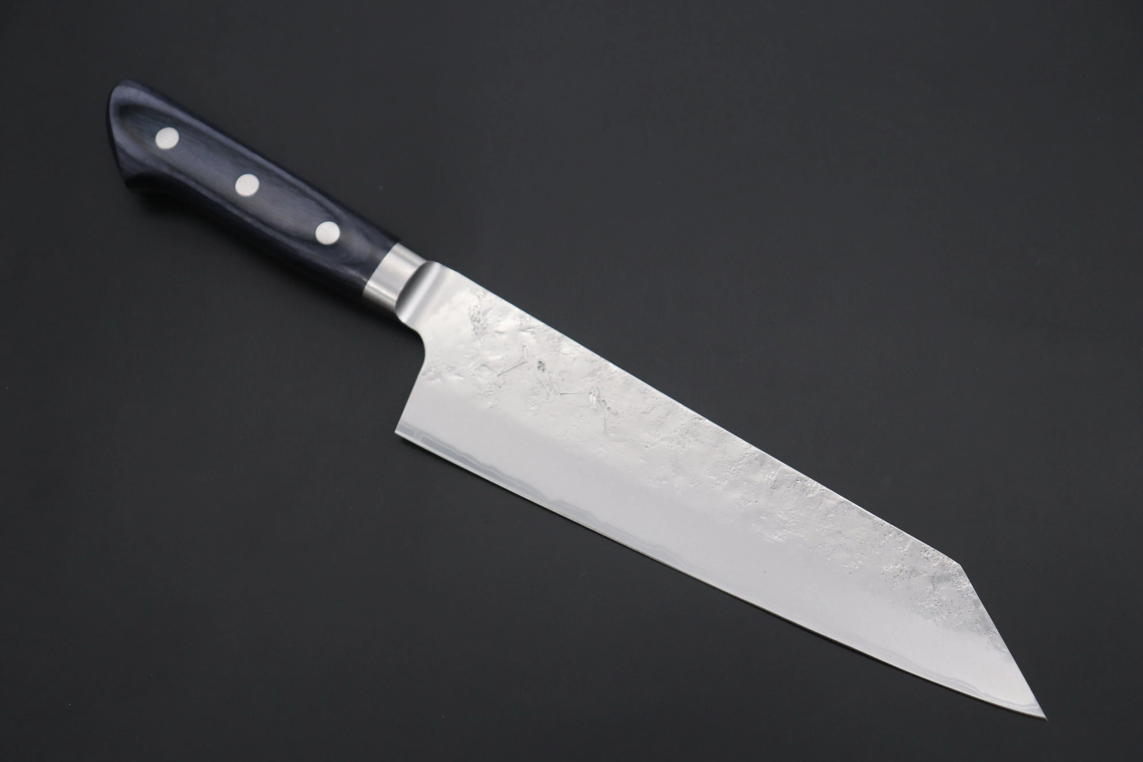 JCK Natures 青雲 Blue Clouds Series BCBP-2 Blue Steel No.2 Nashiji Bunka (Kiritsuke) 190mm (7.4 inch, Royal Blue-Purple Pakka Wood Handle)