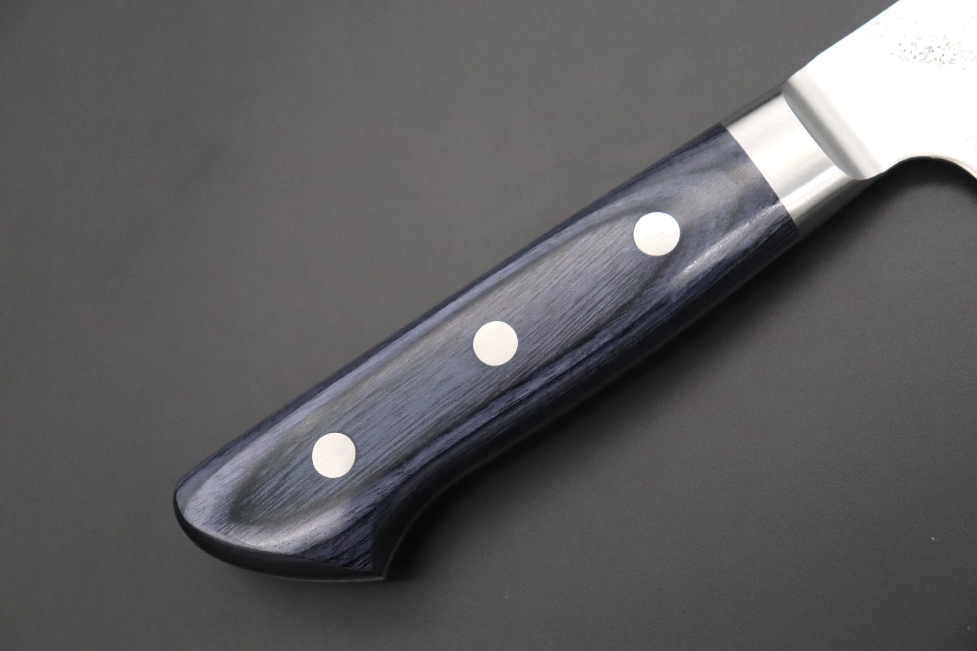 JCK Natures 青雲 Blue Clouds Series BCBP-2 Blue Steel No.2 Nashiji Bunka (Kiritsuke) 190mm (7.4 inch, Royal Blue-Purple Pakka Wood Handle)