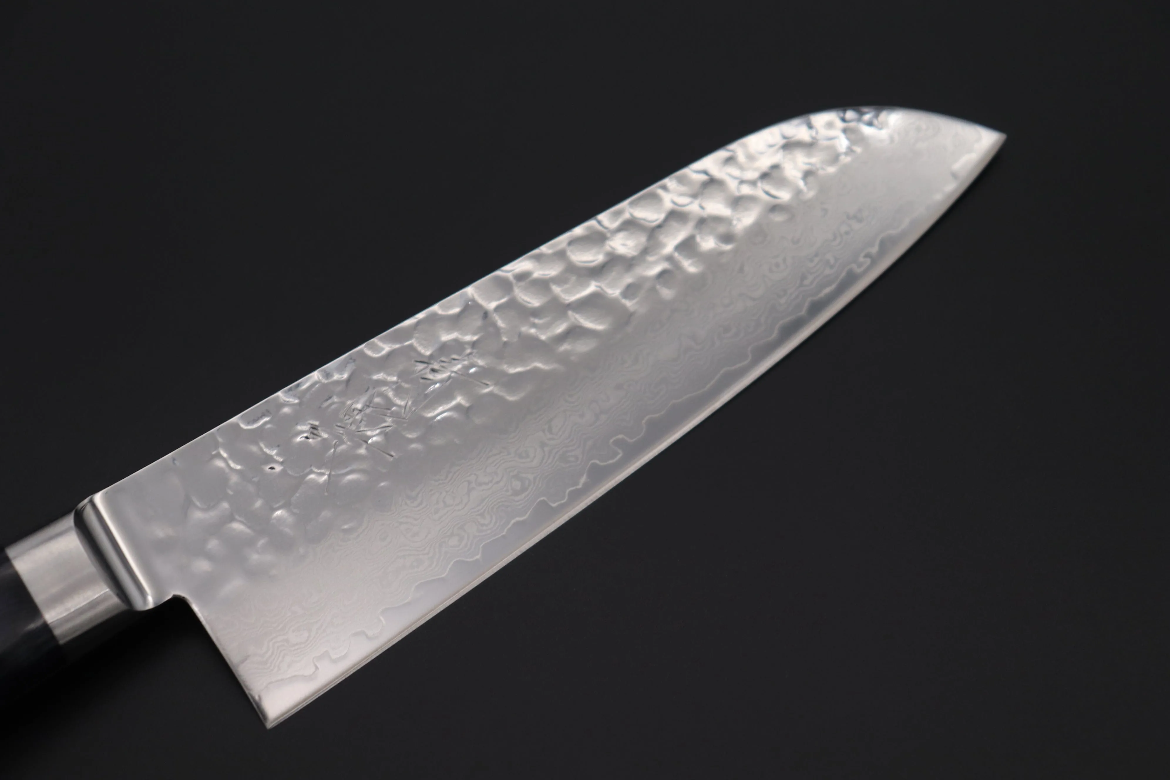 JCK Natures Blue Clouds Series BCDP-2 VG-10 Tsuchime Damascus Santoku 180mm (7 inch, Royal Blue-Purple Pakka Wood Handle)