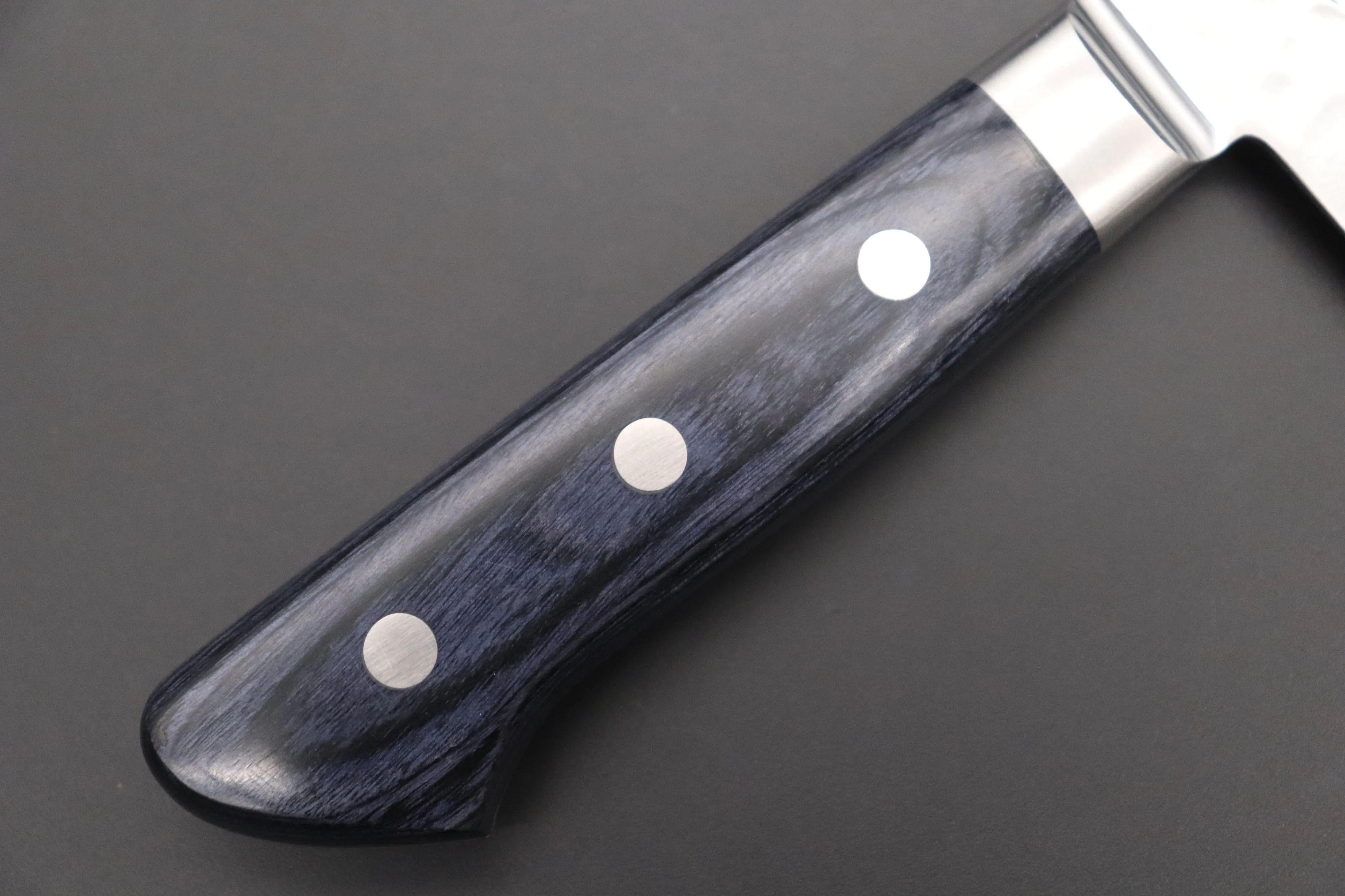 JCK Natures Blue Clouds Series BCDP-2 VG-10 Tsuchime Damascus Santoku 180mm (7 inch, Royal Blue-Purple Pakka Wood Handle)