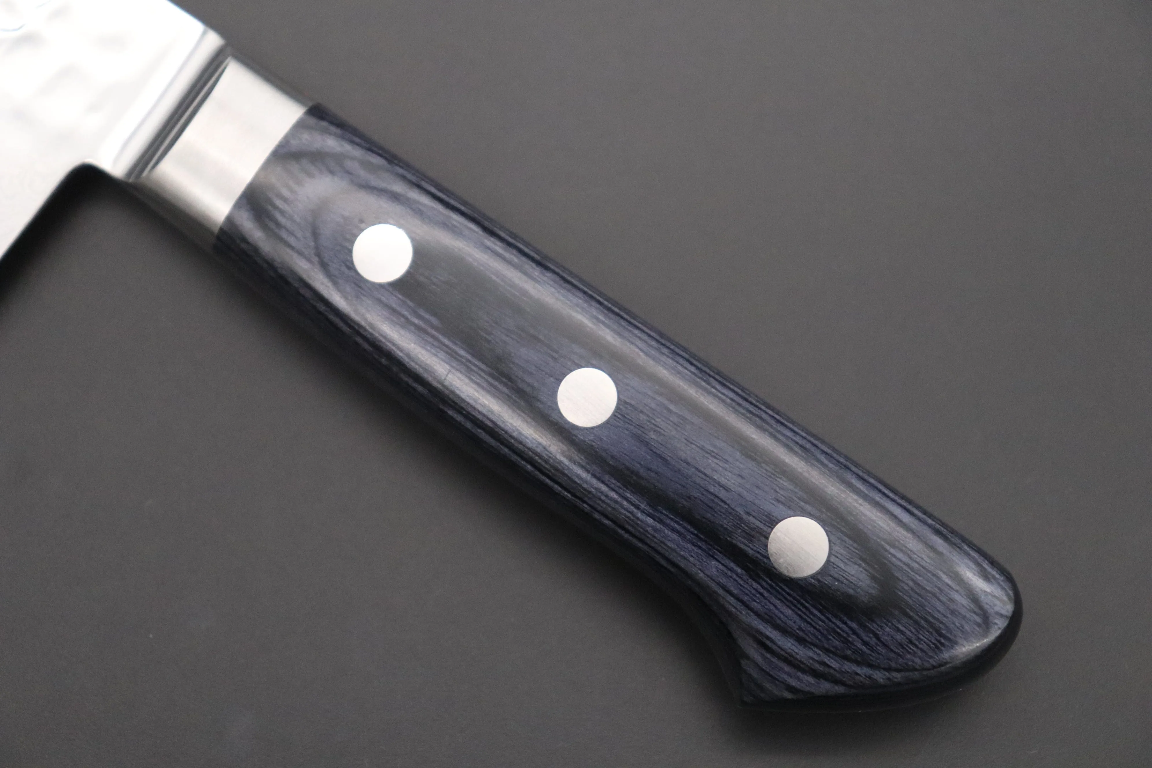 JCK Natures Blue Clouds Series BCDP-2 VG-10 Tsuchime Damascus Santoku 180mm (7 inch, Royal Blue-Purple Pakka Wood Handle)