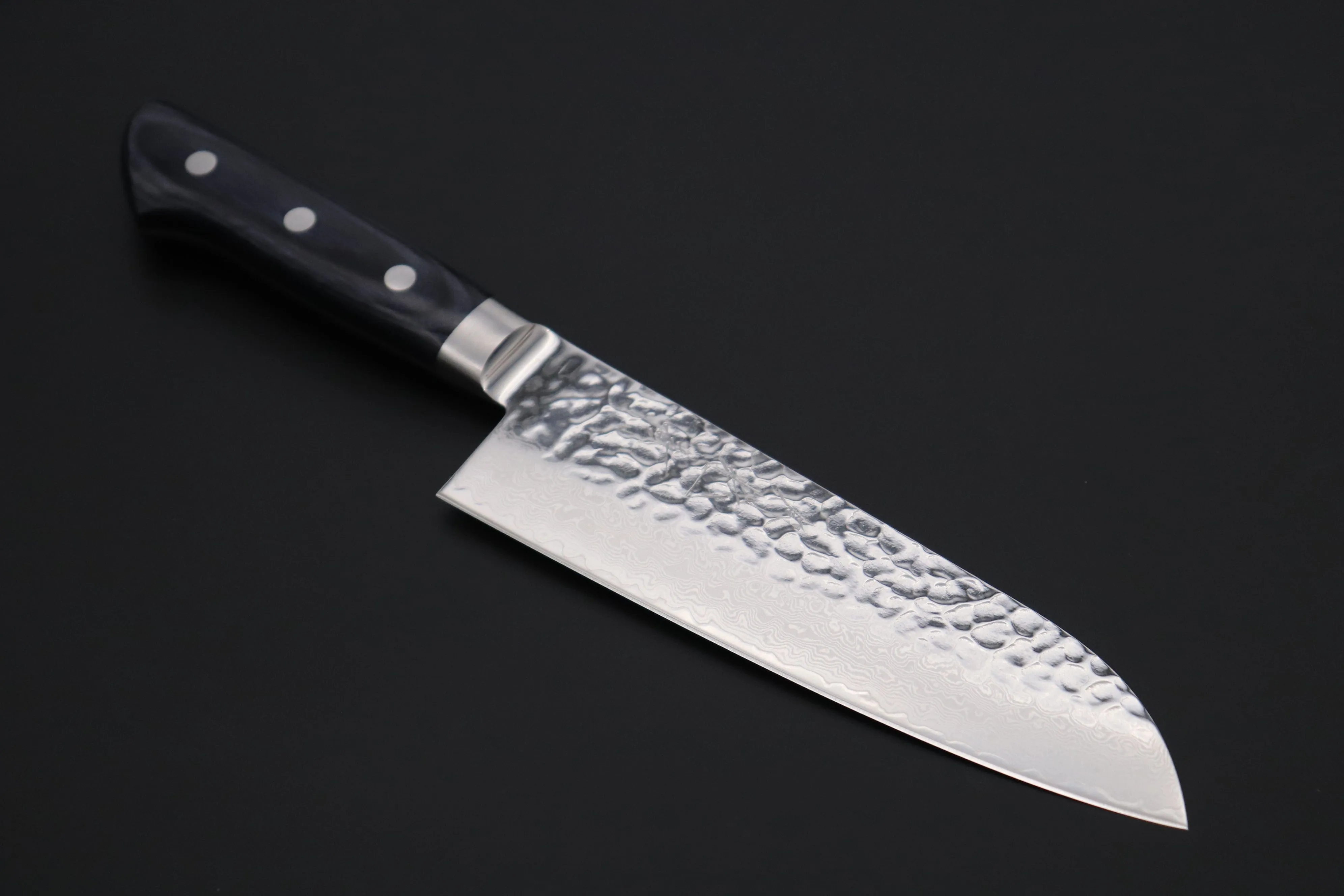 JCK Natures ”Gekko Blue” Santoku 170mm (6.6 inch, Royal Blue-Purple Pakka Wood Handle)
