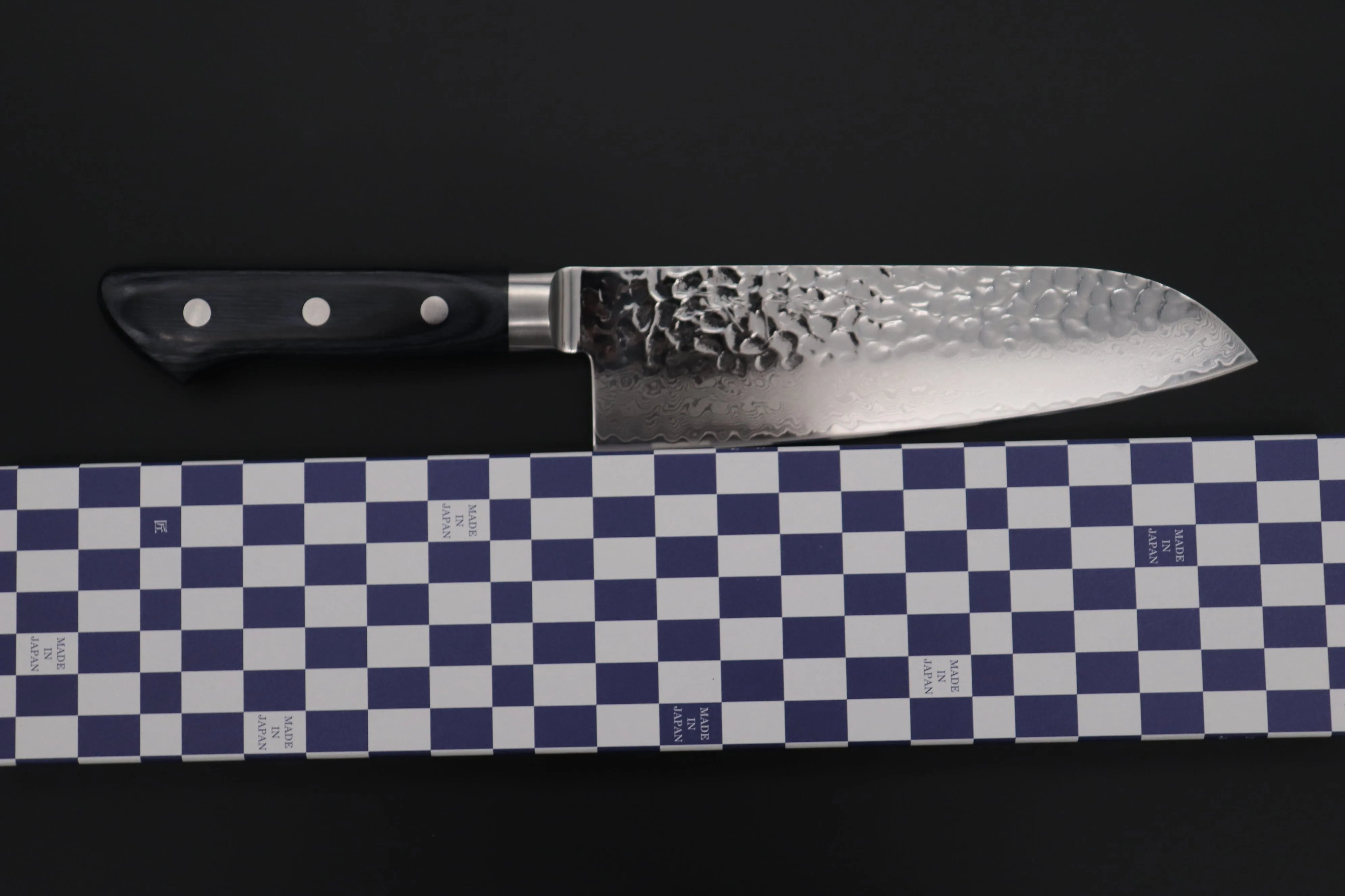 JCK Natures ”Gekko Blue” Santoku 170mm (6.6 inch, Royal Blue-Purple Pakka Wood Handle)