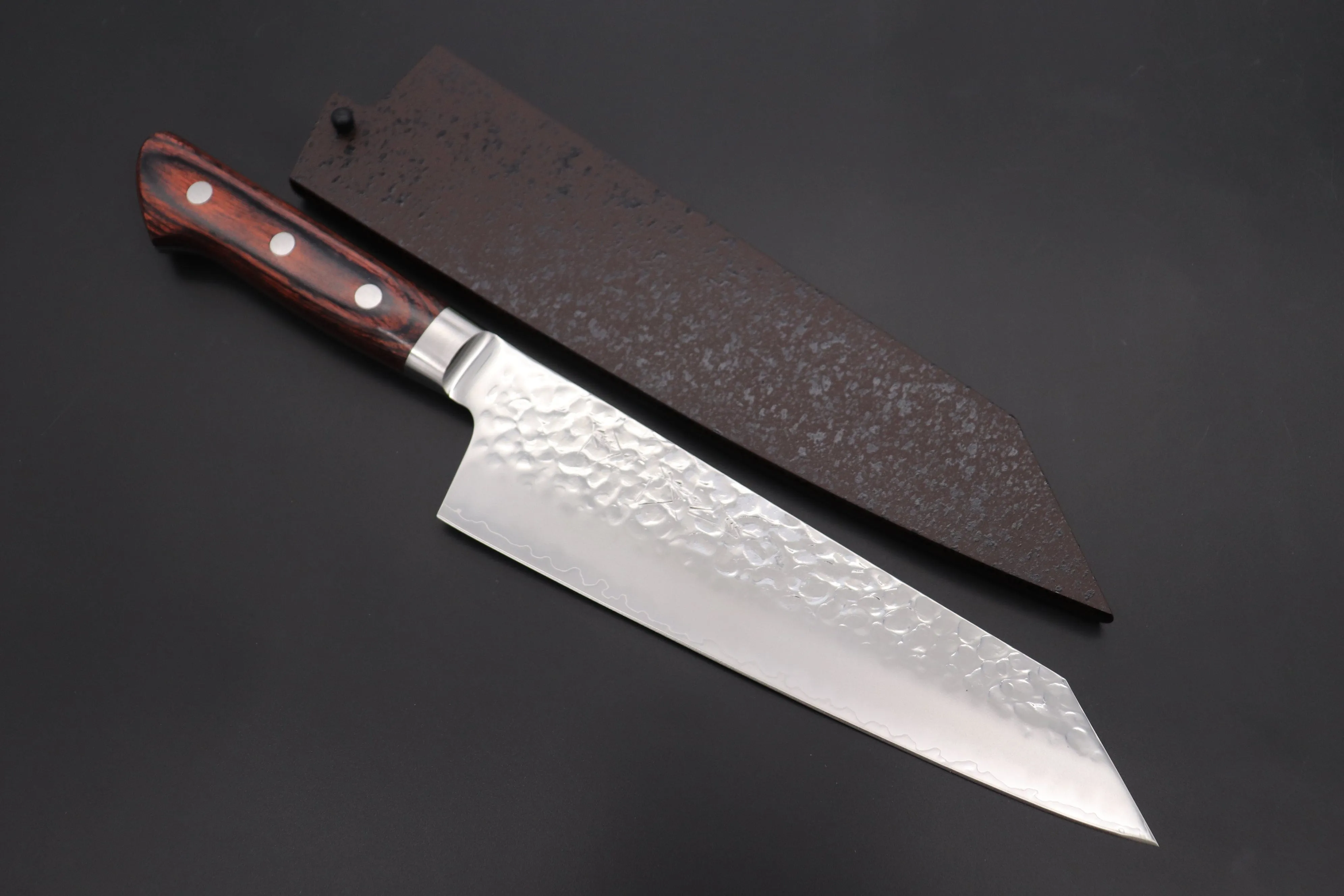 JCK Natures 月光　金 ”Gekko Gold” GEG-2 Kiritsuke 190mm (7.4 inch, Golden-brown Color of the Mahogany Pakka wood Handle)
