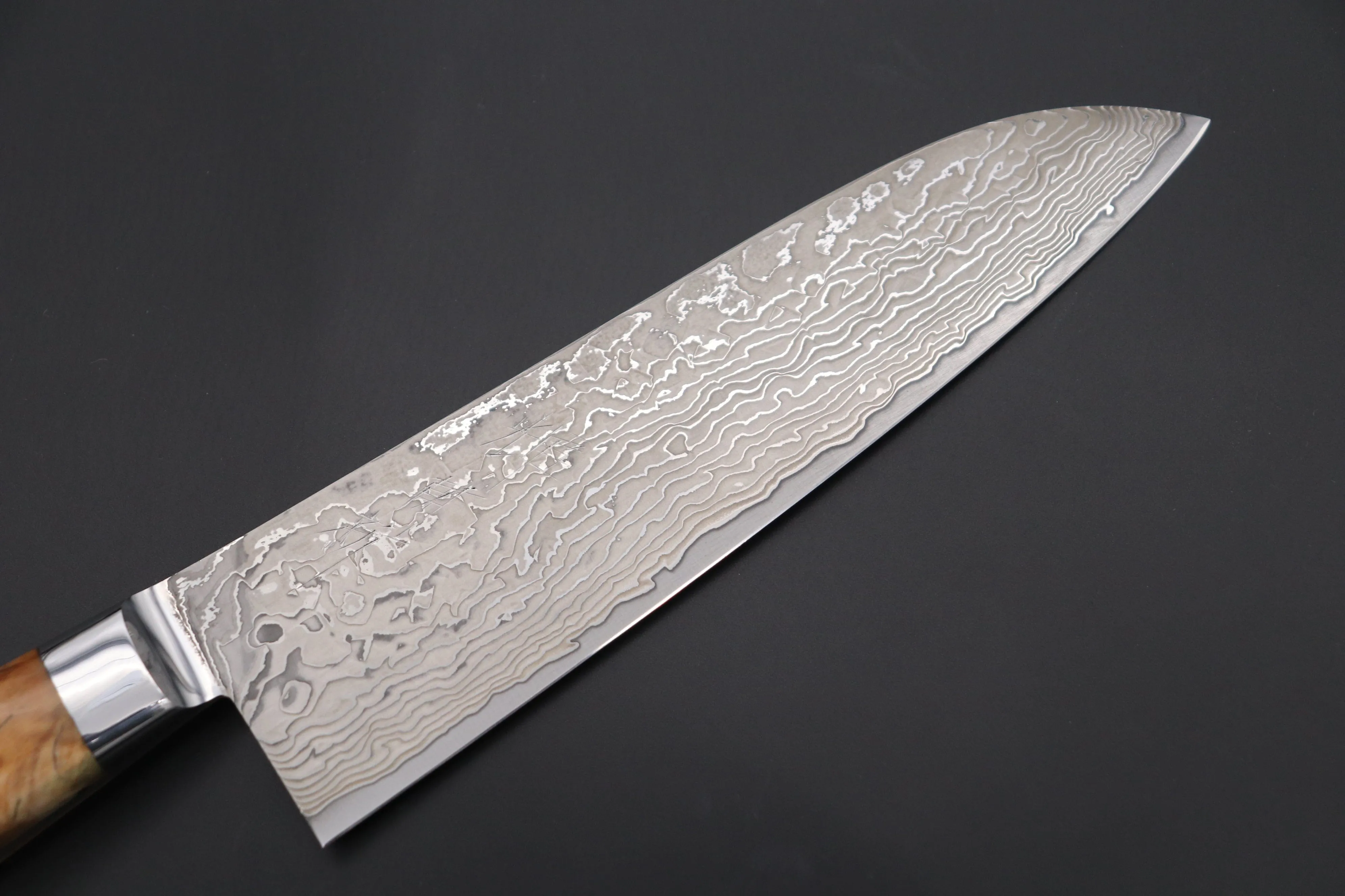 JCK Original Kagayaki NOVEL- Limited Edition Custom R-2 Damascus Series KNLTD-129 Santoku 175mm (6.8 inch, Forged Blade)