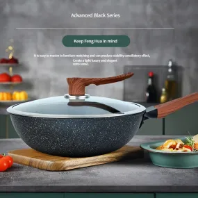 KANGSHIDA Large Cast Iron Chef's Pan - 30CM-34CM Non-Stick Coating, Easy Cleaning, Ergonomic Handle, Versatile Kitchen Cookware for Frying, Searing, Baking, and Serving - Durable, Heat-Resistant, and PFOA-Free