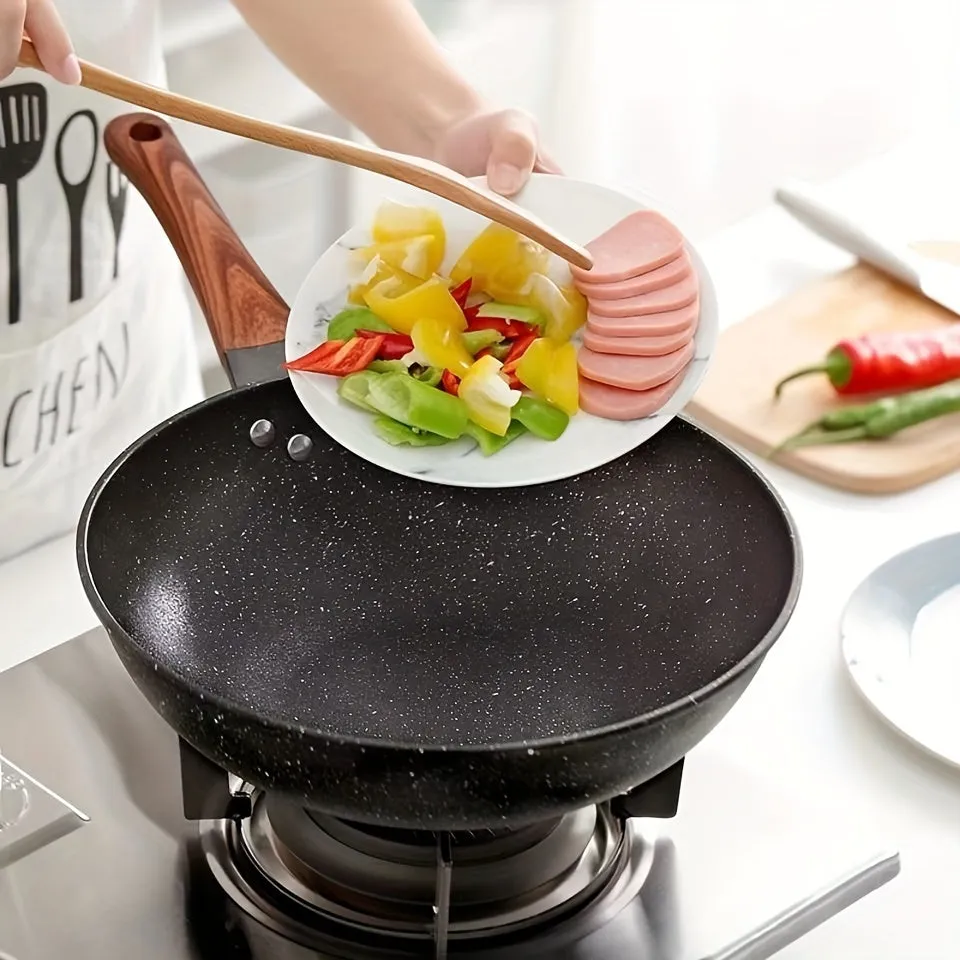 KANGSHIDA Large Cast Iron Chef's Pan - 30CM-34CM Non-Stick Coating, Easy Cleaning, Ergonomic Handle, Versatile Kitchen Cookware for Frying, Searing, Baking, and Serving - Durable, Heat-Resistant, and PFOA-Free
