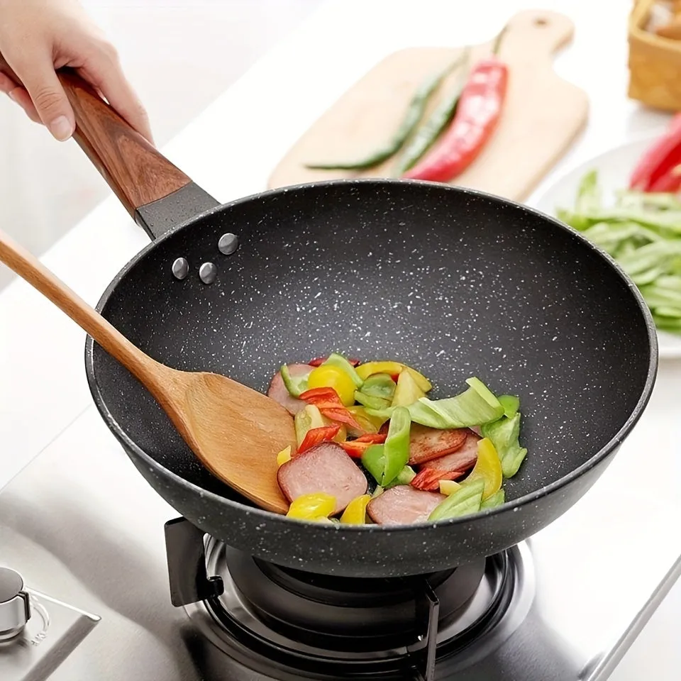 KANGSHIDA Large Cast Iron Chef's Pan - 30CM-34CM Non-Stick Coating, Easy Cleaning, Ergonomic Handle, Versatile Kitchen Cookware for Frying, Searing, Baking, and Serving - Durable, Heat-Resistant, and PFOA-Free