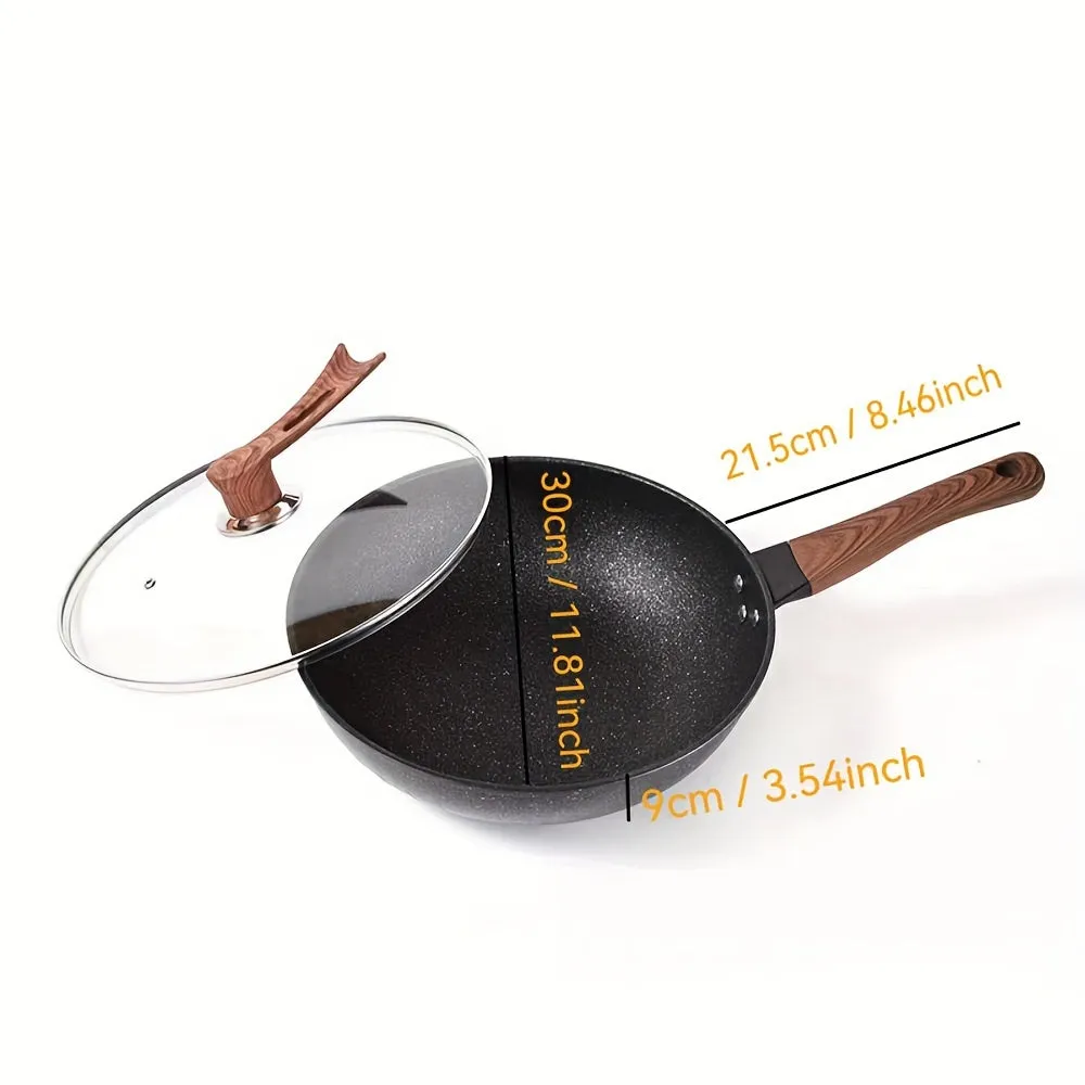 KANGSHIDA Large Cast Iron Chef's Pan - 30CM-34CM Non-Stick Coating, Easy Cleaning, Ergonomic Handle, Versatile Kitchen Cookware for Frying, Searing, Baking, and Serving - Durable, Heat-Resistant, and PFOA-Free